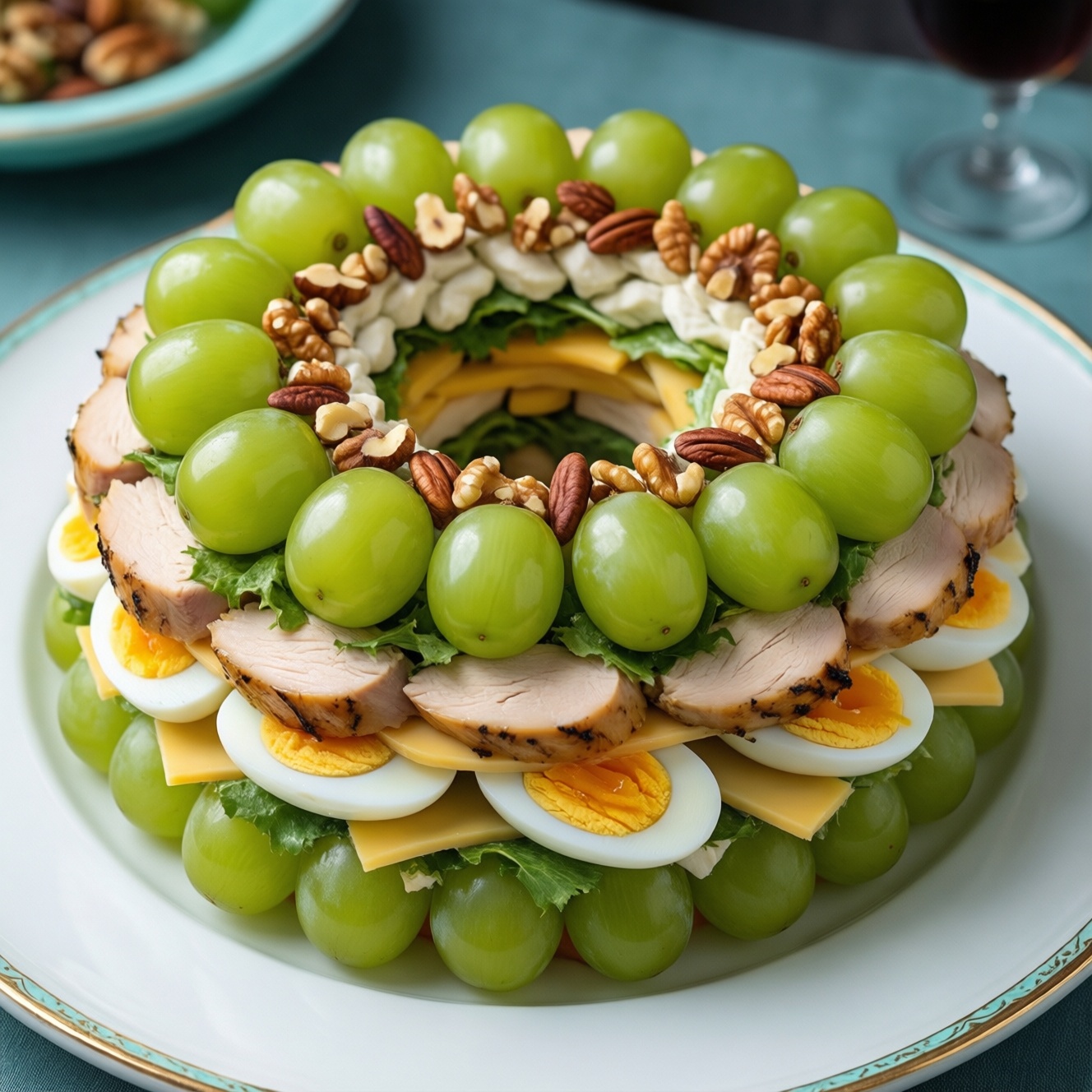 Салат Тиффани с курицей и виноградом: классический слоёный рецепт